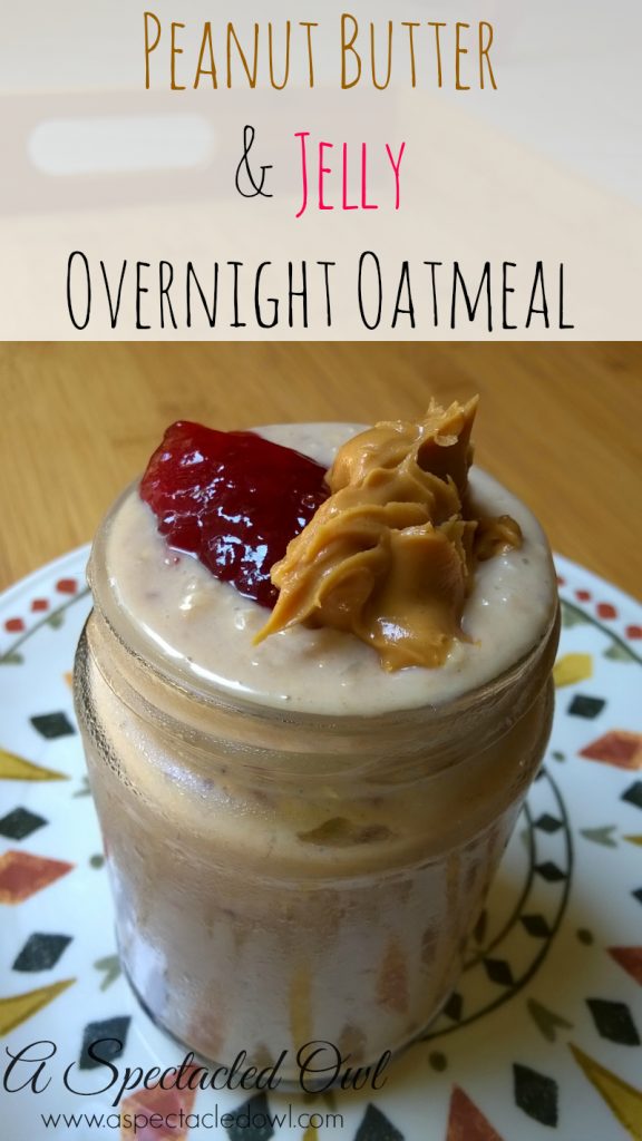Peanut Butter & Jelly Overnight Oatmeal Recipe #MountainHighYoghurt