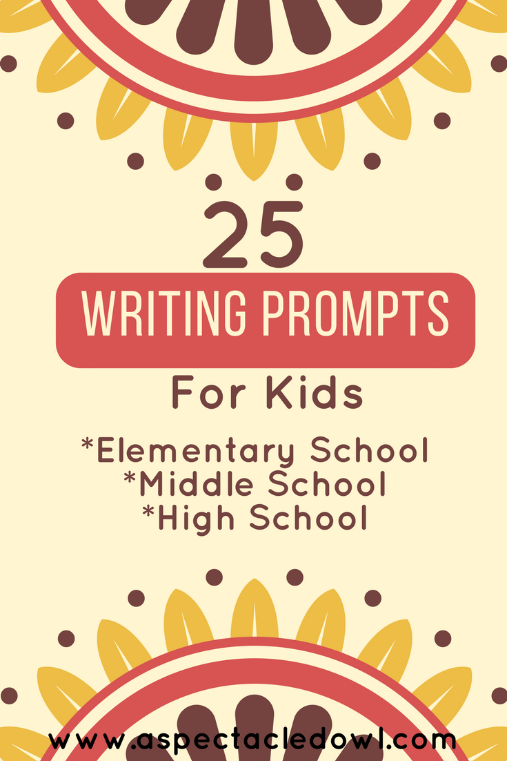 25 Writing Prompts for Kids - Writing prompts are a really great way to get your kids creative juices flowing but sometimes they can be a difficult to come up with! I have come up with 25 writing prompts that are broken up by categories of age!