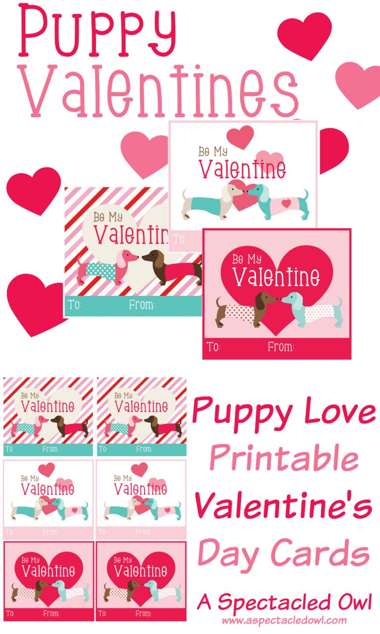 Puppy Love Printable Valentine's Day Cards