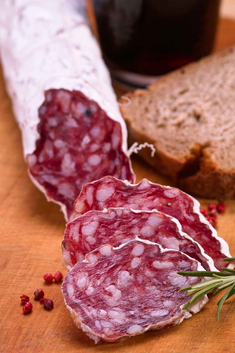 A cured sausage produced out of fermented and/or air-dried meat, salami was traditionally made from pork but it is currently made with a variety of different meat or game such as beef, lamb, duck, venison, and even horse or donkey – or a combination of any of these.