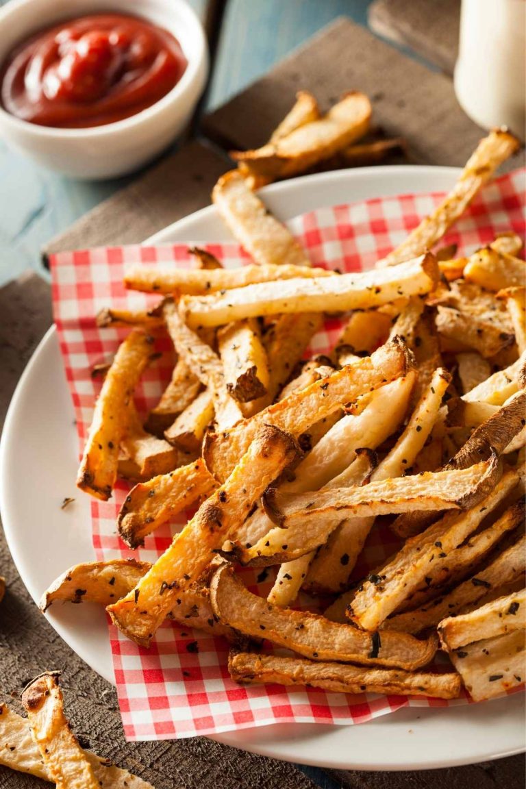 Time to swap out your go-to French fry recipe and make these baked jicama fries instead! They are vegan, gluten-free, keto, healthy and low carb! The fun doesn’t stop there! This tasty recipe is easy to make and provides you with a crunch! You’ll even get a recipe for chimichurri sauce for dipping your jicama fries in!
