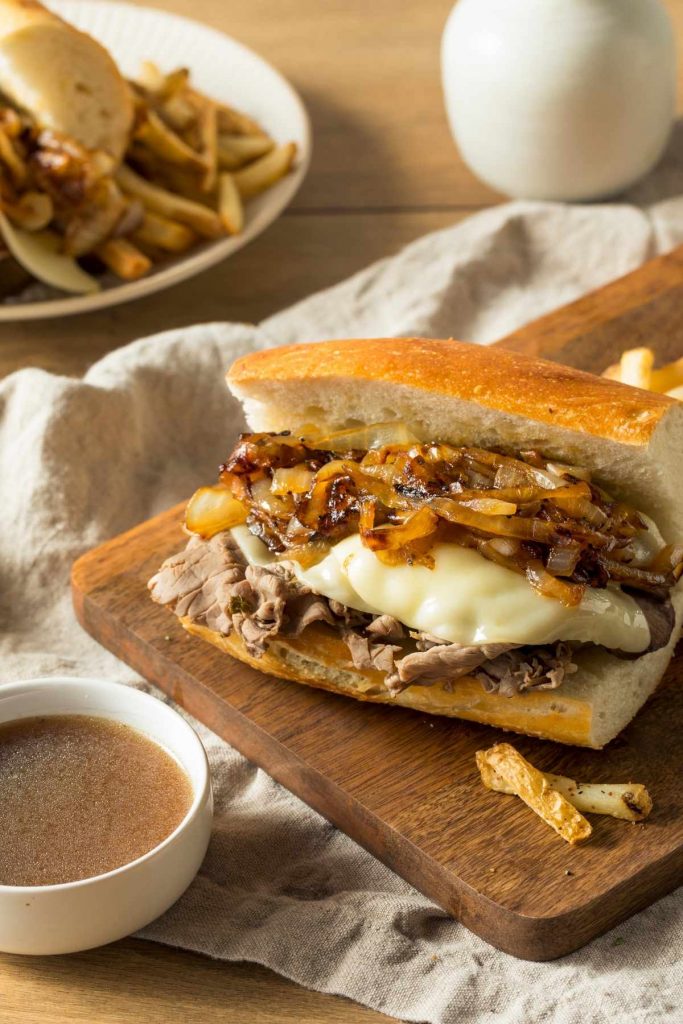 Shaved Steak French Dip with Swiss