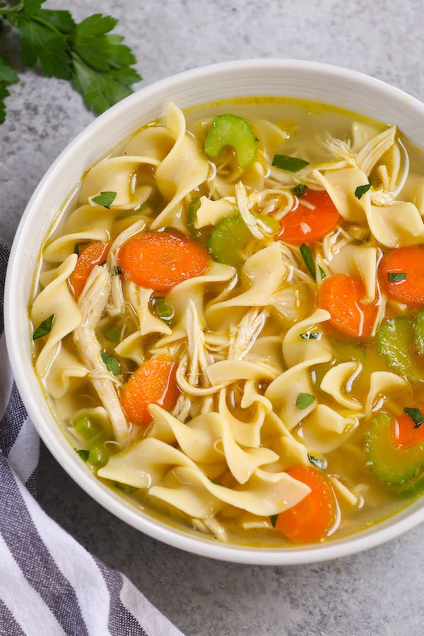 Dutch Oven Chicken Noodle is a classic hearty and comforting soup loaded with tender chicken, soft noodles and vegetables, then simmered in a rich and flavorful chicken broth. It ‘s one of my favorite soup recipes and perfect for making ahead for a busy week.