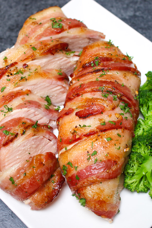 Slow Cooker Bacon Wrapped Chicken Breasts