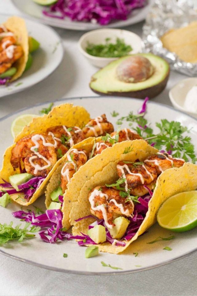 Grilled Shrimp Tacos with Avocado Salsa